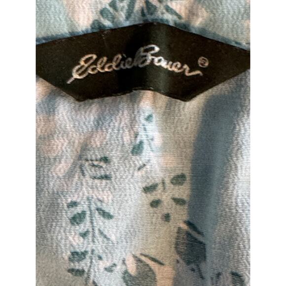 Eddie Bauer XS Petite Blue Floral Midi Dress Cottagecore Prairie Boho - Picture 3 of 12